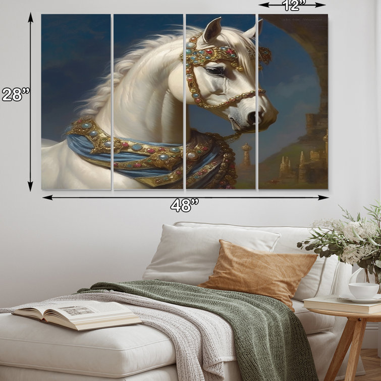 Foundry Select Portrait Of Majestic White Horse On Canvas 4 Pieces